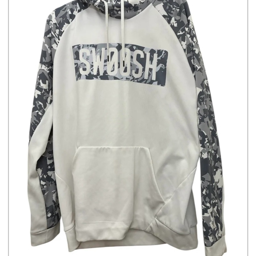 Nike White and Gray Camouflage Hoodie